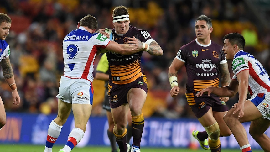 Season over ... Josh McGuire taking on the Knights defence on Friday night