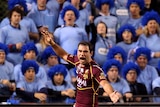 Cameron Smith of the Maroons celebrates winning game one of the State of Origin