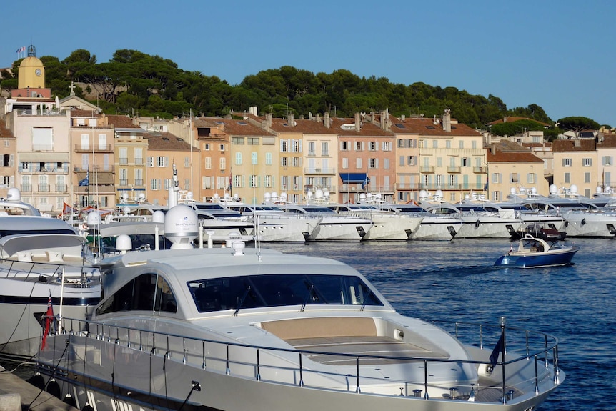 Luxury yachts docked in St Tropez