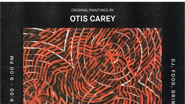 Poster for Billabong exhibition of Otis Carey's original paitings.
