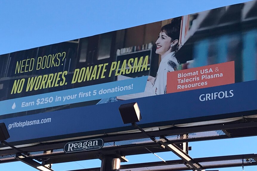 A billboard advertising selling your plasma