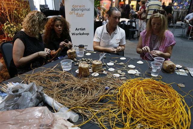 Cultrual practices are taught at the Darwin Aboriginal Art Fair