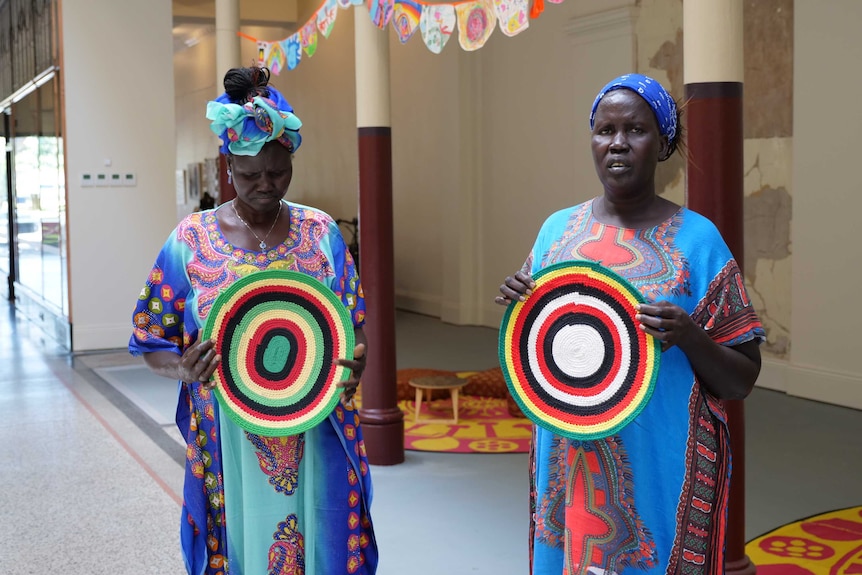 Abuk Chol Malual and Abuol Mayen Mabior are part of the White Nile women's group in Bendigo.