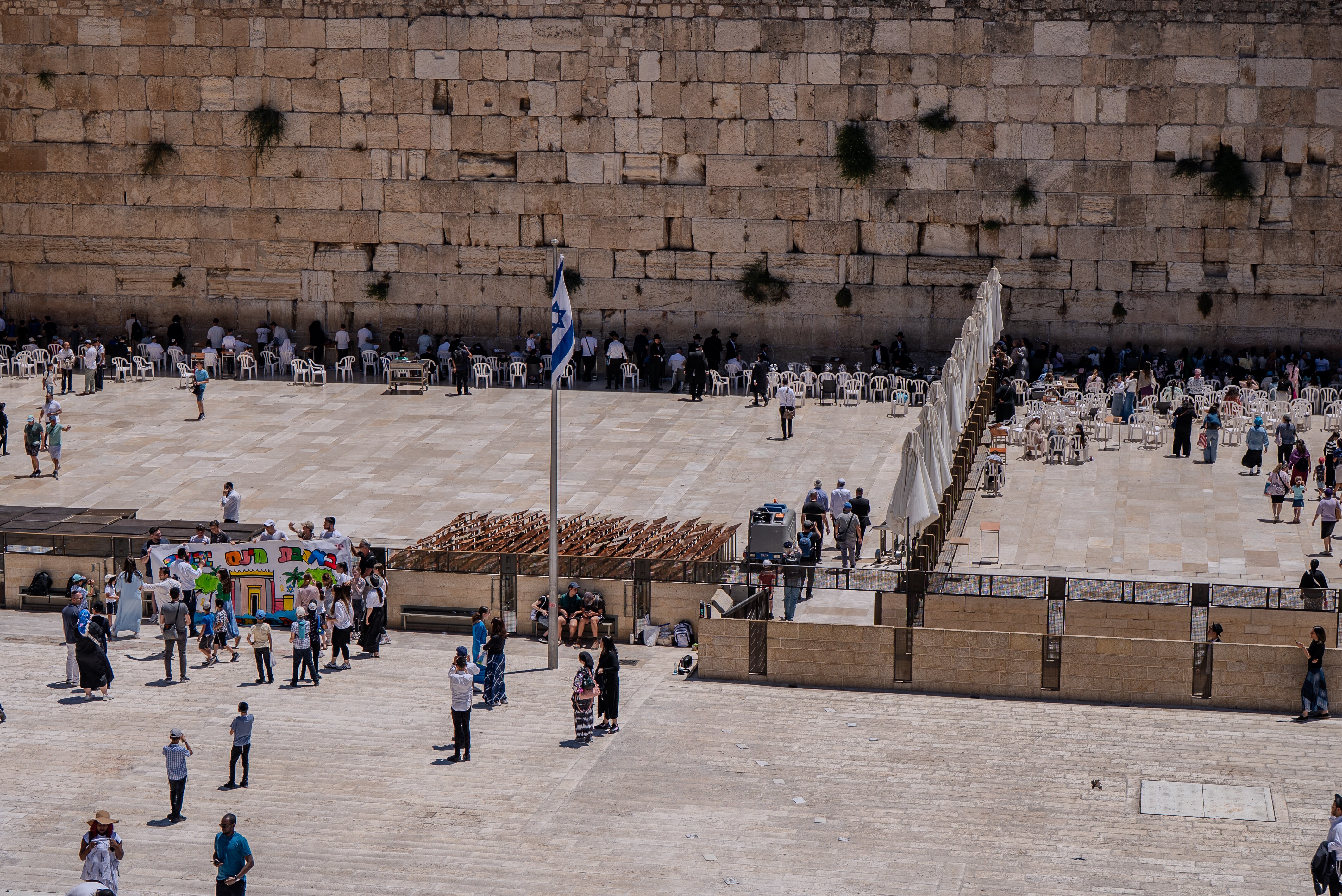 Jews pray along the Western Wall of the Al Aqsa compound in Jerusalem.