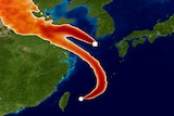 Simulation of movement of CFC-11 gases from northeastern China to tracking stations in Gosan and Hateruma