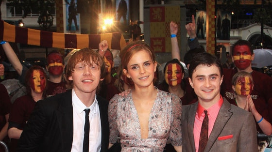Rupert Grint, Emma Watson and Daniel Radcliffe at Harry Potter film premiere