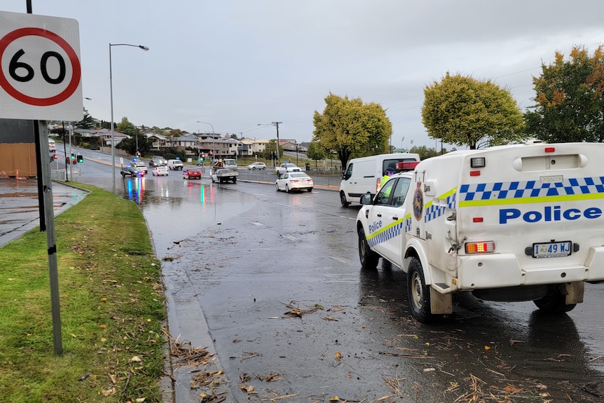 Police on scene during the floods.