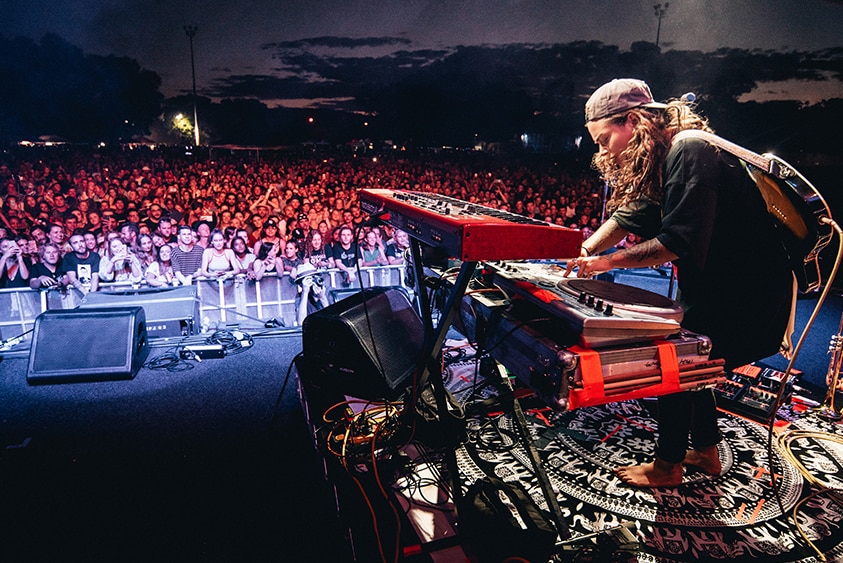 Tash Sultana performing at triple j's One Night Stand in Mt Isa 2017