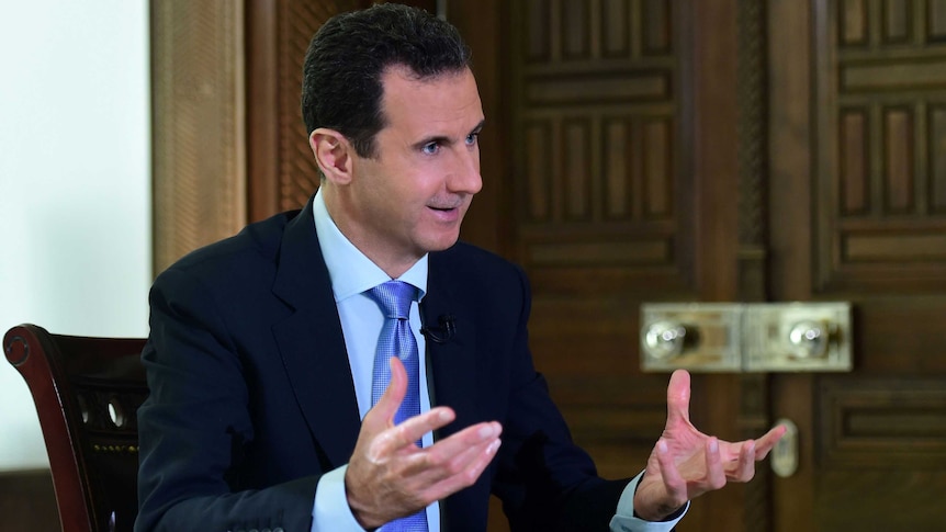 Syria's President Bashar al-Assad speaks during an interview.