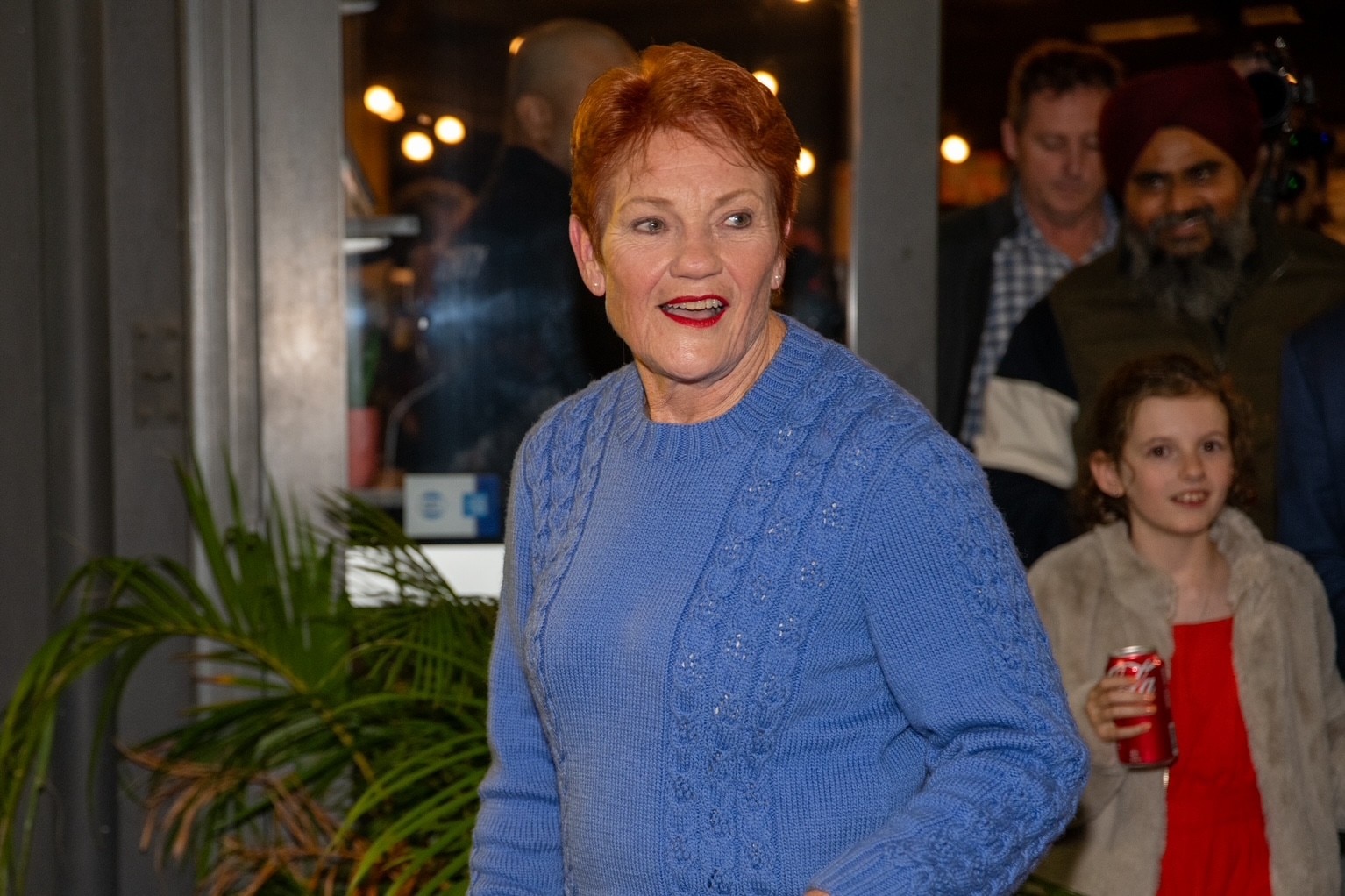 Pauline leaves event in Perth.