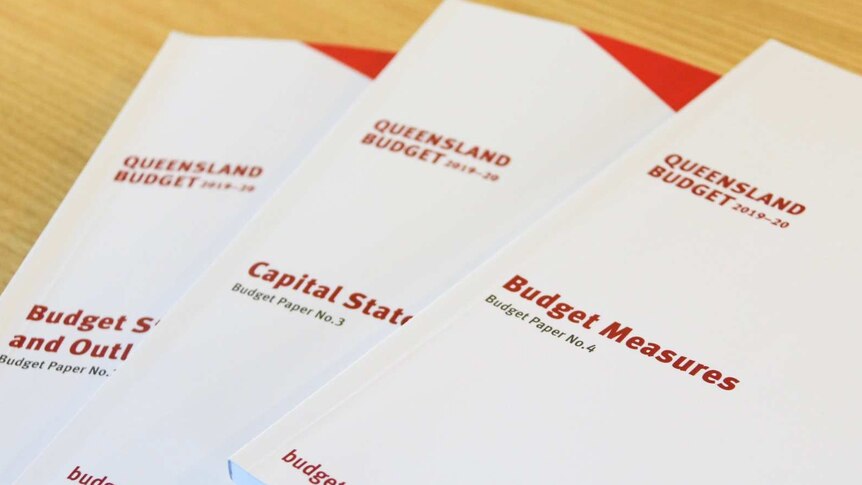 Three books of the 2019-20 Queensland Budget.