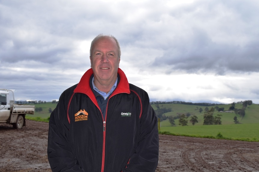 Noel Campbell on a dairy farm at Hill End, Gippsland.