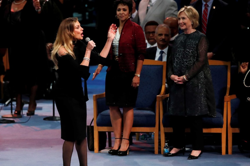 Singer Faith Hill performs at the funeral service for Aretha Franklin.