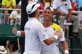 Dynamic duo: Paul Hanley and Lleyton Hewitt dispatched Belgium's pair in straight sets.