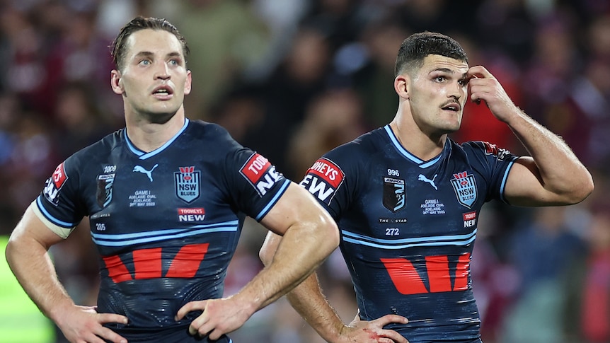 Cameron Murray and Nathan Cleary look sad