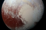 Pluto is seen in enhanced colour in this image captured by New Horizons in July.
