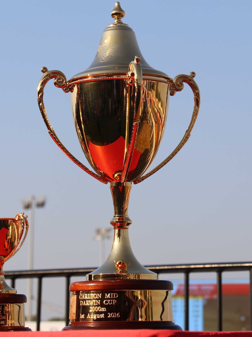 A diamond-encrusted Darwin Cup trophy.