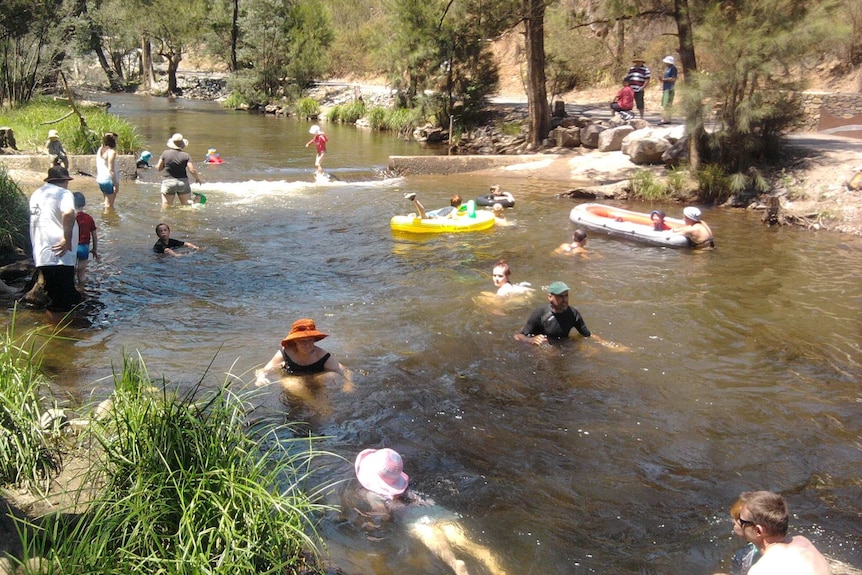 Swimmers at the Cotter Avenue recreation area.