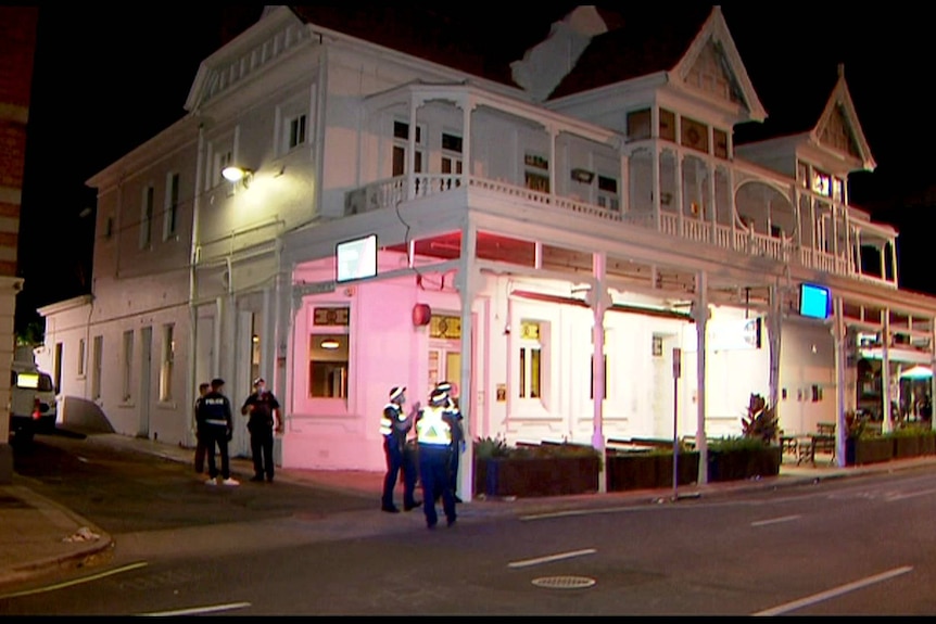 Police at the scene of a large fight and stabbing in Adelaide's CBD.