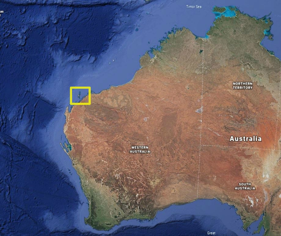 A map of Australia showing the location of Barrow Island off WA.