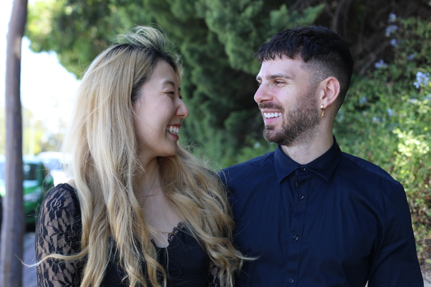 Jayden Vilardi and his girlfriend laughing together