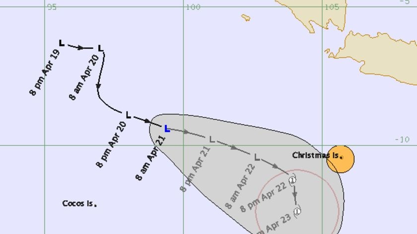 Map of tropical  low off Christmas Island.