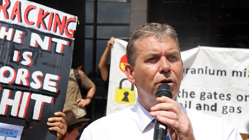 Dave Tollner addresses anti-fracking rally