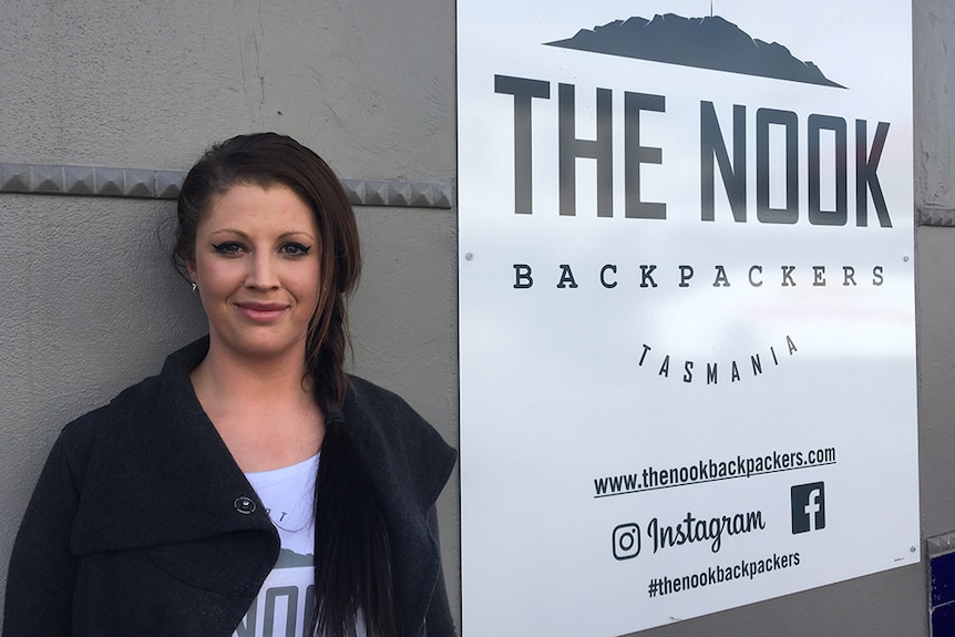 Jessica Johnson, manager at The Nook backpacker hostel, outside venue.