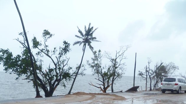 A torn-up road is scattered across Cardwell in Far North Queensland on February 4, 2011 after Cyclone Yasi hit.