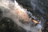 Fire cuts off the main road into Eungella on November 11, 2018.