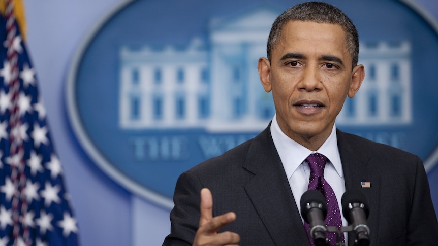 US president Barack Obama speaks during a press conference at the White House.