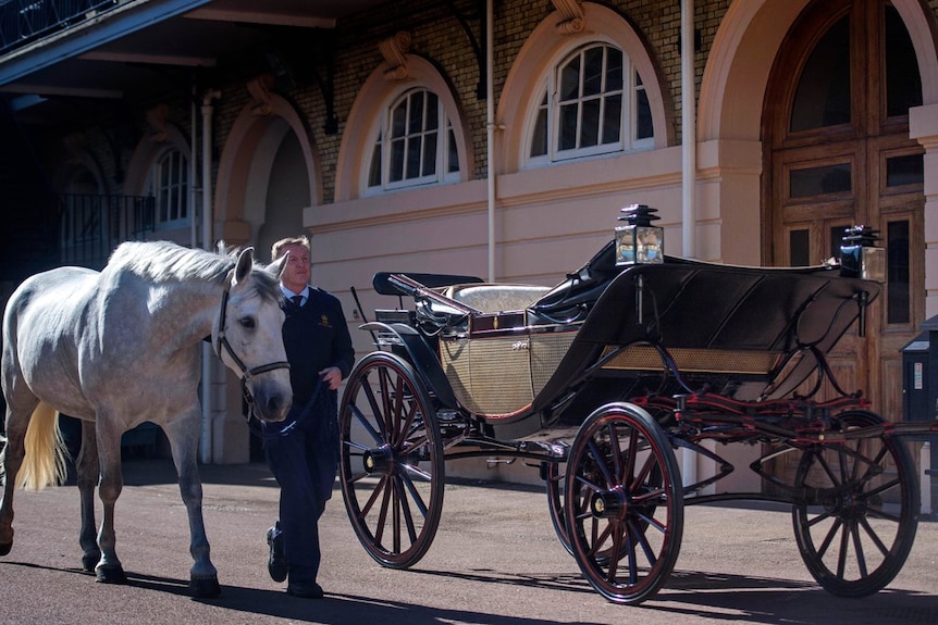 The Ascot Landau carriage for the royal wedding procession through Windsor Town.