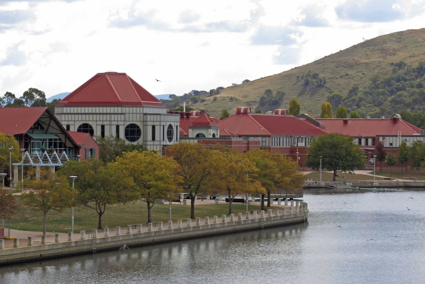 Buildings next to Lake Tuggeranong