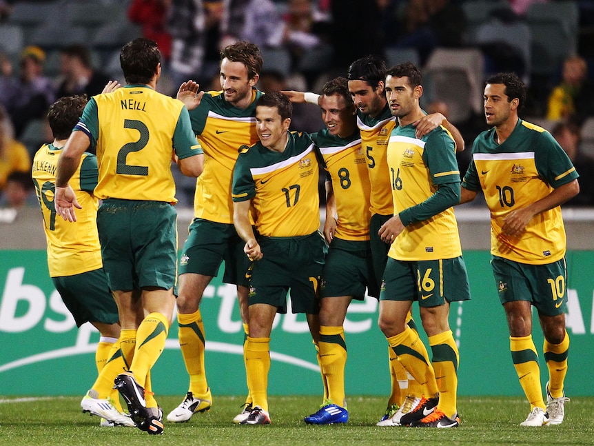 Total domination ... the Socceroos had built a 4-0 lead by half-time.