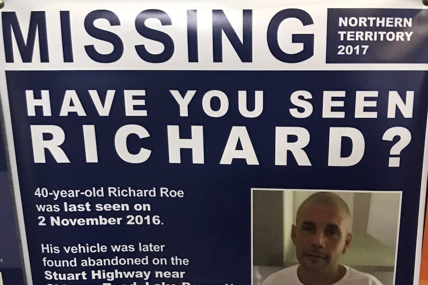 A missing persons poster calls for information on Richard Roe who was last seen near Lake Bennett