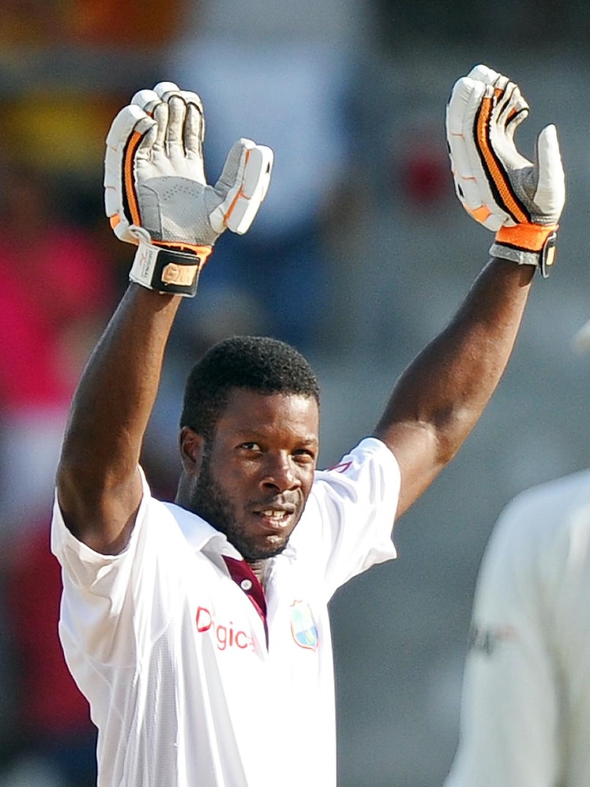 One to watch: Kirk Edwards scored a century on debut against India.