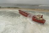 Grounded: Pasha Bulker got into trouble in bad weather this morning.
