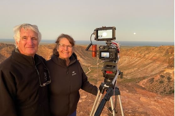 David and Liz filming moonrise over Exmouth Gulf
