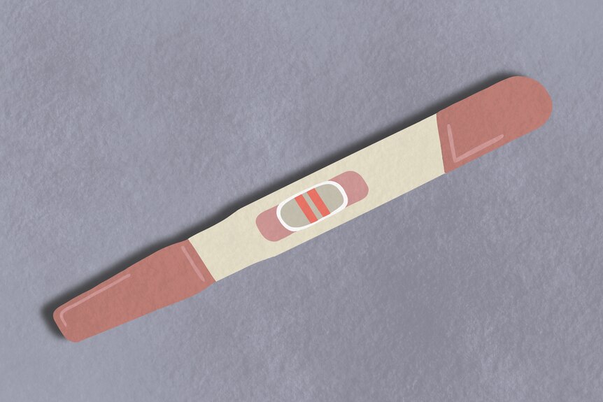 An illustration of a pregnancy test with two red lines indicating a positive.