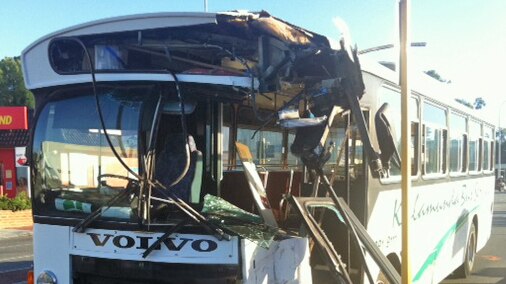 Bus damaged after pile up in Cottesloe on the Stirling Highway