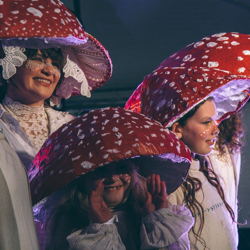 塔斯马尼亚休恩谷仲冬节上身着盛装的妇女和女孩
