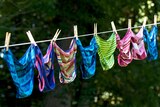 A generic image of women's underwear hanging on a clothesline.