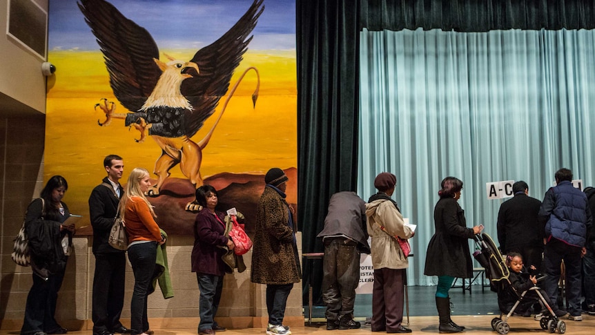 Voters line up in Washington