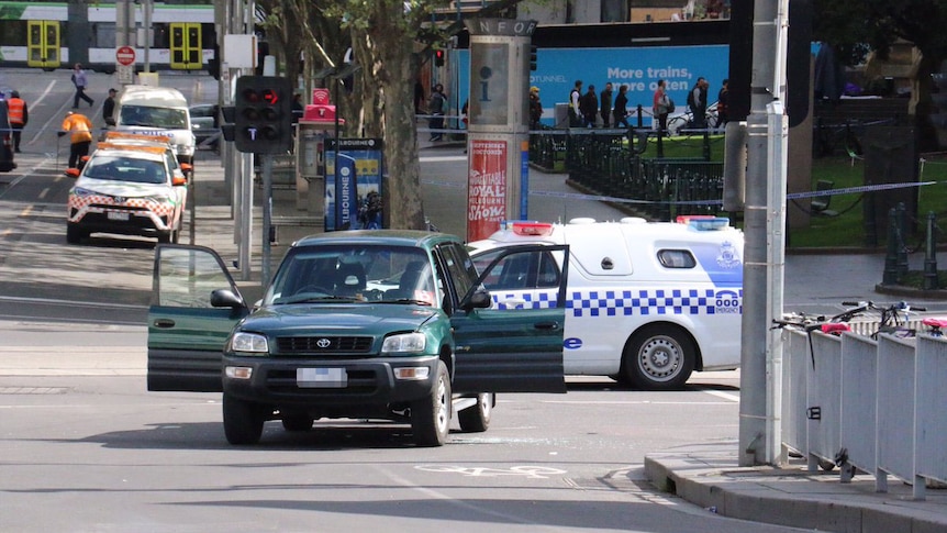 The car driven erratically in Melbourne's CBD.