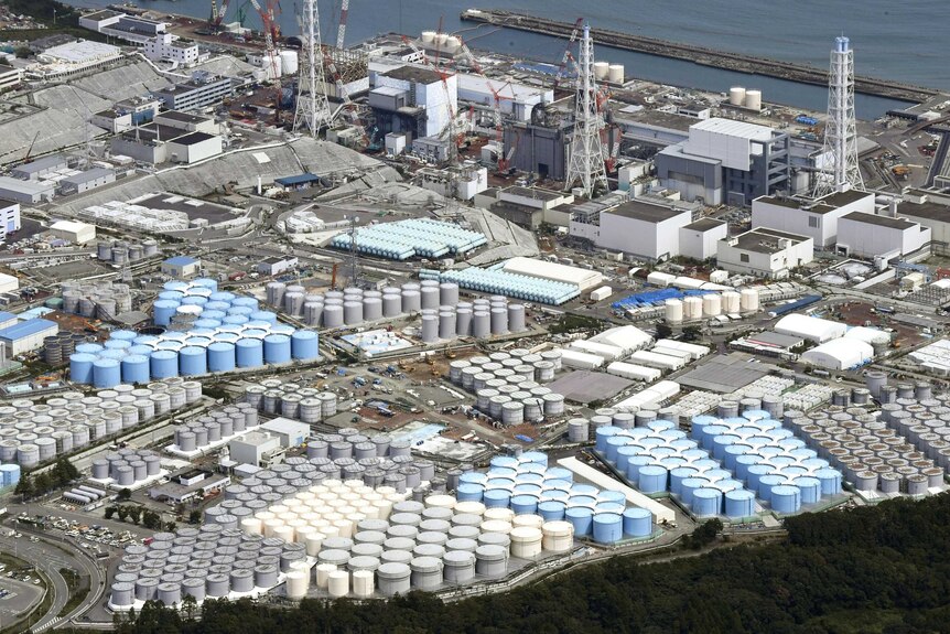Tanks full of contaminated water are seen at the Fukushima Dai-ichi nuclear plant in Japan