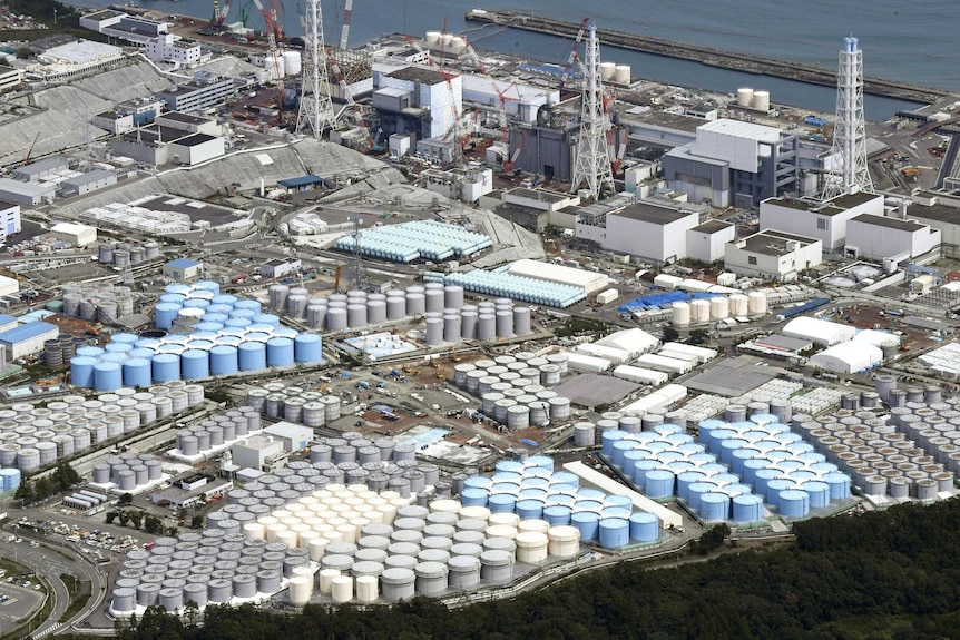 Tanks full of contaminated water are seen at the Fukushima Dai-ichi nuclear plant in Japan