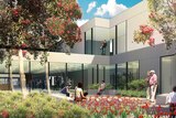 An artists impression of what the courtyard at the proposed University of Canberra Public Hospital could look like once completed.
