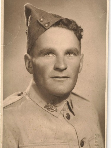 Sepia portrait of man in Australian army uniform