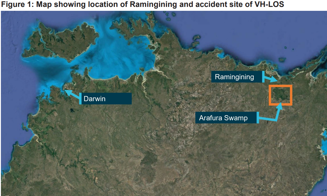  A map of the Top End with Darwin, Ramingining and Arafura Swamp pointed out. 
