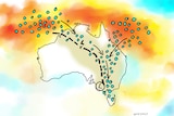 Illustration showing moisture moving down from northern oceans to the south-east of Australia